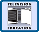 Television Education, Inc. Logo.  Features a book and classic style television screen.